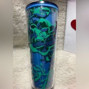 LTD Starbucks 2022 Holiday Blue Berry Corsage Color Changing  Tumbler 24oz Cup